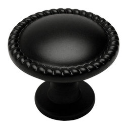 Cosmas - Cosmas 4115FB Flat Black Rope Cabinet Knob - Cabinet And Drawer Knobs