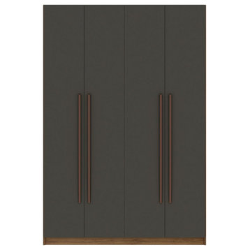 Gramercy 2-Section Wardrobe Closet, Nature and Textured Gray