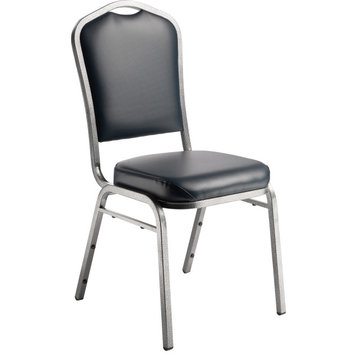 NPS 9300 Series 37" Metal and Vinyl Stack Chair in Midnight Blue/Silvervein