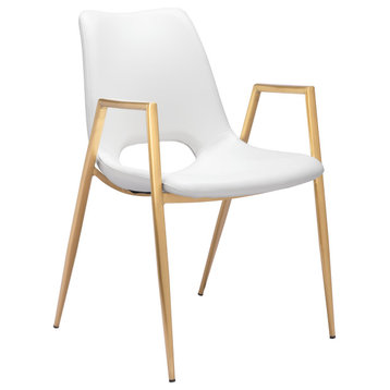 Desi Dining Chair, Set of 2 White/Gold