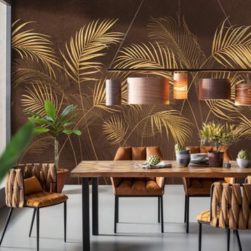 Golden-brown palm leaves wall mural
