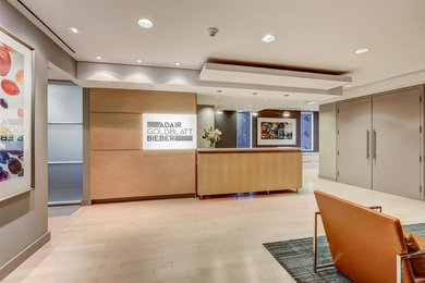 Geräumiges Modernes Foyer mit hellem Holzboden und Doppeltür in Toronto