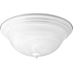 Progress Lighting - Progress Lighting 3-60W Medium Close To Ceiling, White - Three-light flush mount with dome shaped alabaster glass, solid trim and decorative knobs. Center lock-up with matching finial.