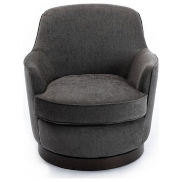 Reese Charcoal Wood Base Swivel Chair