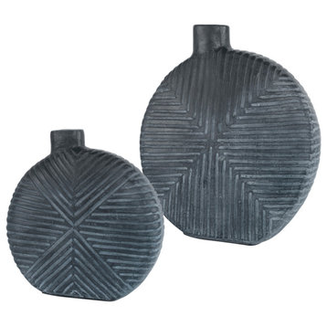 Uttermost Viewpoint Aged Black Vases, Set of 2