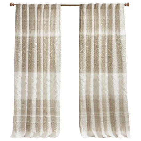 INK+IVY Tufted Boho Window Curtain, Beige