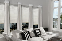 window treatment for three side-by-side windows