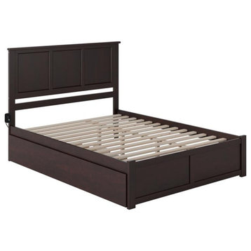 AFI Madison Queen Solid Wood Bed with Twin XL Trundle in Espresso