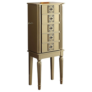 Tammy Jewelry Armoire, White and Gold