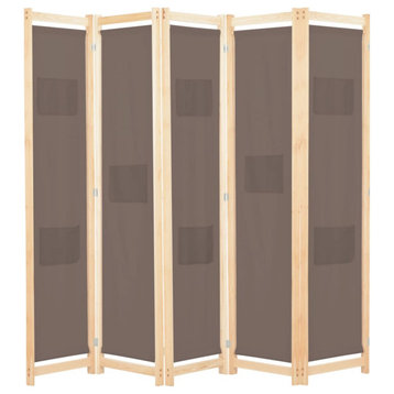 Vidaxl 5-Panel Room Divider Brown 78.7"x66.9"x1.6" Fabric