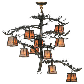 39" W Pine Branch Valley View 10 Light Chandelier