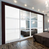 4-Leaf Modern Bypass Sliding Doors With Glass Painted & Mirror , 106"x84"