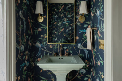 Inspiration for a transitional powder room remodel in New York