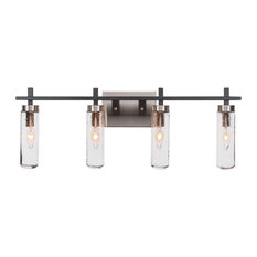 Salinda 4-Light Bath Bar, 2.5", Matte Black, Brushed Nickel, Clear Bubble Glass