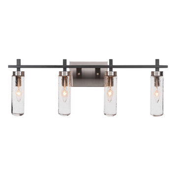 Salinda 4-Light Bath Bar, 2.5", Matte Black, Brushed Nickel, Clear Bubble Glass