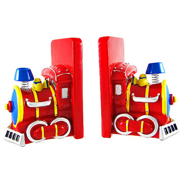Charming Red Train Engine Bookends
