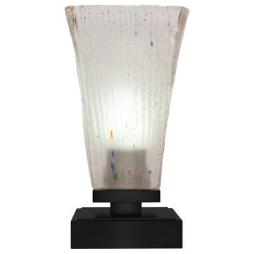 Luna 1-Light Table Lamp, Matte Black/Square Frosted Crystal