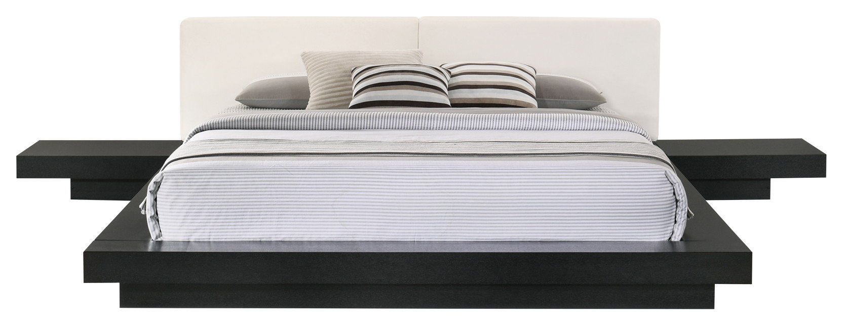Modrest Tokyo Contemporary Black and White Platform Bed, Queen