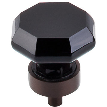 Top Knobs  -  Black Octagon Crystal Knob 1 1/8" w/ Oil Rubbed Bronze Base