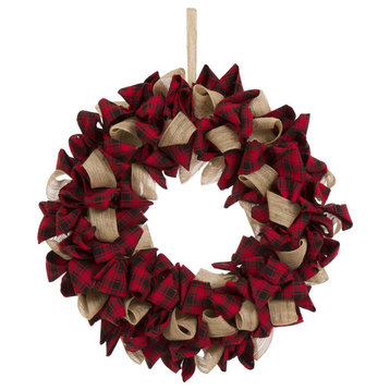 18.9"D Plaid Fabric Wreath