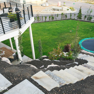 Backyard Tramp In Sloped Yard