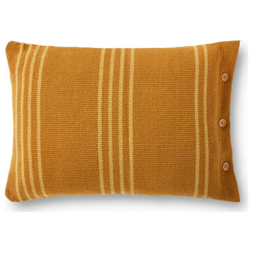 16"x26" Patterned Stripe Button Closure Throw Pillow, Gold, No Fill