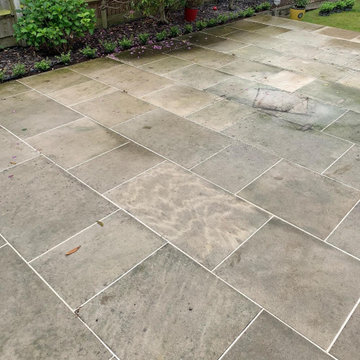 Large Sandstone Patio Deep Cleaned in Sevenoaks