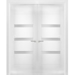 VdomDoors - Solid French Double Doors 56 x 96 Opaque Glass / Sete 6900 White Silk - An elegant collection of heavy doors, in which volumetric details create an expressive look for modern neoclassical interiors