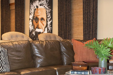 Living room - mid-sized traditional open concept living room idea in New Orleans with beige walls