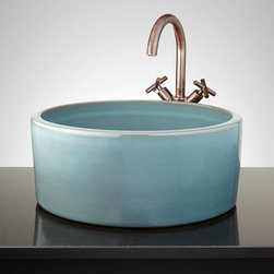 HYECHO HAND-GLAZED VESSEL SINK - ROBIN'S EGG - Bathroom Sinks