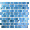 Landscape Swimming Pool 1x1 Textured Glass Square Mosaic in Danube Blue, Set of 12