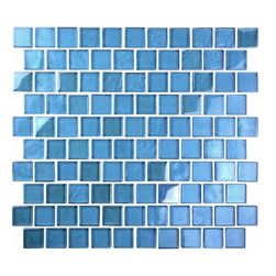 GBM Manufacturing - Landscape 11"x12" Textured Glass Square Mosaic Tile,Danube Blue - Mosaic Tile