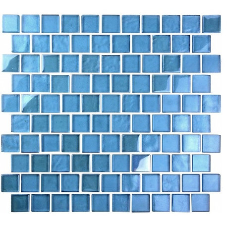 Landscape 11"x12" Textured Glass Square Mosaic Tile,Danube Blue, 1 Sheet