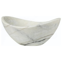 Eden Bath Small Canoe Vessel Sink in White Marble