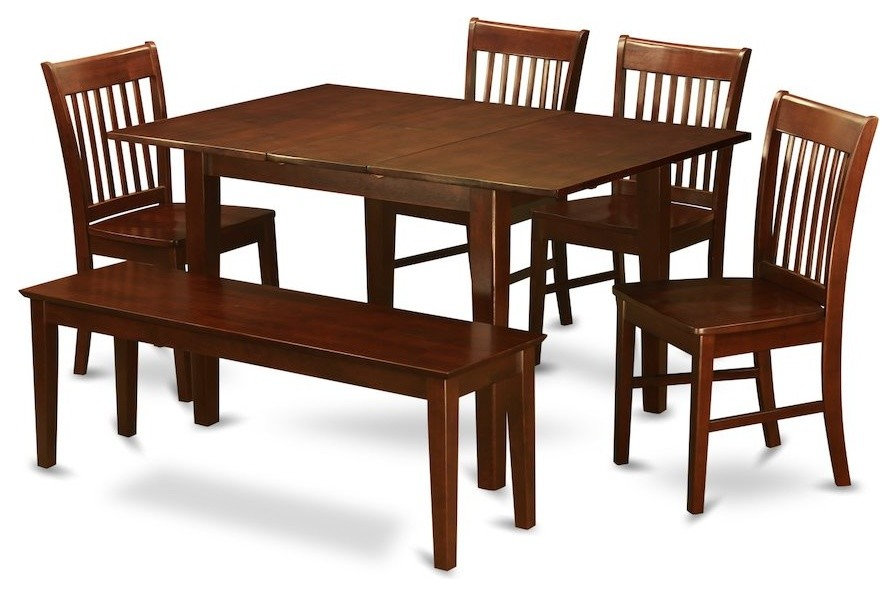 6-Piece Small Kitchen Table Set, Table and 4 Dining Chairs and Bench ...