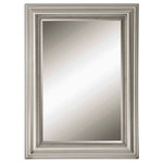 Uttermost - B Silver Leaf Stuart Silver Mirror - This Decorative Mirror Features A Wood Frame Finished In Silver Leaf With A Gray Glaze. Mirror Is Beveled. May Be Hung Either Horizontal Or Vertical.