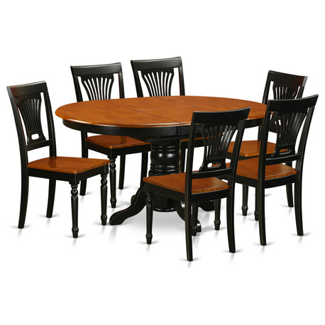 Avpl7-Bch-W Dining Set, 7-Piece With 6 Wooden Chairs