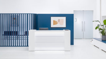 Valde Straight Reception Desk with Storage, White by MDD Furniture