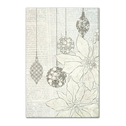 DDCG - Poinsetta and Ornaments Canvas Wall Art, 24"x36" - Prints And Posters