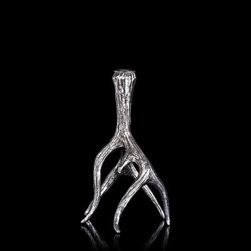 Antler Silver Metal Candle Holder - Candleholders