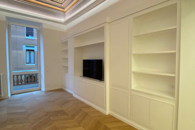 Example of a large minimalist family room design in Rome