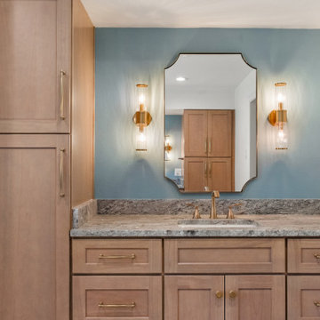 Oak Bathroom Linen Tower and Vanity