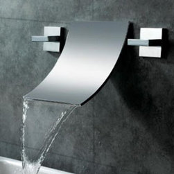 Waterfall Widespread Contemporary Bathroom Sink Faucet (Chrome Finish) T6014A - Bathroom Sink Faucets