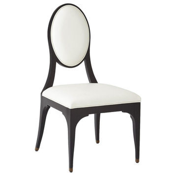 Hollywood Glam Black White Dining Chair Armless Oval Art Deco Vintage Style