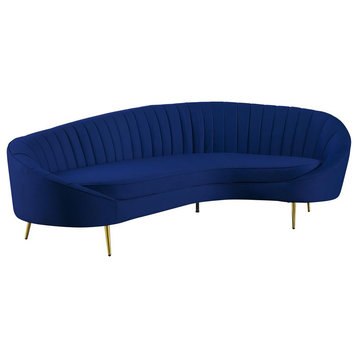 Modern Chaise-Style Sofa W/ Pet & Stain Resistant Fabric Blue