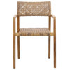 Deeta Indoor-Outdoor Teak Synthetic Rattan Arm Chair, Set of 2, Brown Rattan