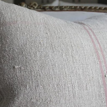 Antique French Grain Sack Linen Pillows