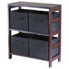 Capri 5-Pc Storage Shelf With 4 Foldable Fabric Baskets, Espresso And Black
