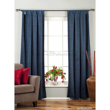 Navy Blue Tab Top  Velvet Curtain / Drape / Panel   - 60W x 84L - Piece