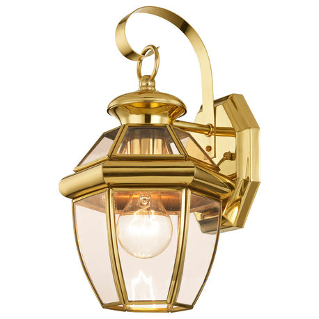 Monterey Outdoor Wall Lantern, Antique Brass, Polished Brass